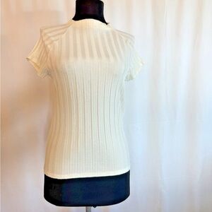 Reformation Jeans White Short Sleeve Ribbed Top - Size Large